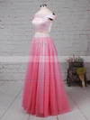 Princess Off-the-shoulder Tulle Floor-length Pearl Detailing Prom Dresses #Favs020105077