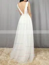 A-line V-neck Tulle Floor-length Sashes / Ribbons Prom Dresses #Favs020105079