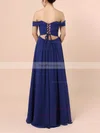 A-line Off-the-shoulder Chiffon Floor-length Ruffles Prom Dresses #Favs020105083