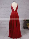 A-line V-neck Satin Chiffon Floor-length Sashes / Ribbons Prom Dresses #Favs020105086