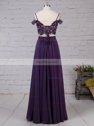 A-line V-neck Chiffon Floor-length Beading Prom Dresses #Favs020105087