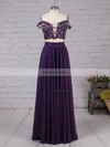 A-line V-neck Chiffon Floor-length Beading Prom Dresses #Favs020105087