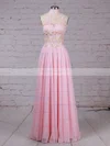 A-line High Neck Chiffon Floor-length Appliques Lace Prom Dresses #Favs020105092