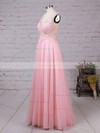 A-line V-neck Tulle Floor-length Beading Prom Dresses #Favs020105093