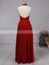 A-line Halter Chiffon Floor-length Appliques Lace Prom Dresses #Favs020105094