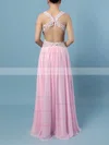 A-line V-neck Chiffon Floor-length Appliques Lace Prom Dresses #Favs020105095