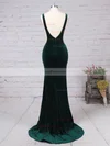 Trumpet/Mermaid Scoop Neck Velvet Sweep Train Prom Dresses #Favs020105097