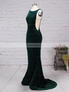 Trumpet/Mermaid Scoop Neck Velvet Sweep Train Prom Dresses #Favs020105097
