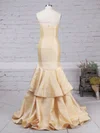 Trumpet/Mermaid V-neck Taffeta Sweep Train Tiered Prom Dresses #Favs020105103