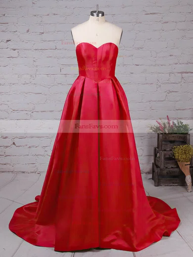 Ball Gown Sweetheart Satin Sweep Train Prom Dresses #Favs020105104