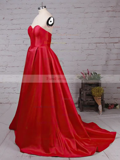 Ball Gown Sweetheart Satin Sweep Train Prom Dresses #Favs020105104