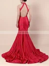 Trumpet/Mermaid High Neck Taffeta Sweep Train Beading Prom Dresses #Favs020105105