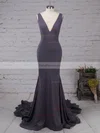 Trumpet/Mermaid V-neck Jersey Sweep Train Prom Dresses #Favs020105110