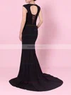 Trumpet/Mermaid V-neck Jersey Sweep Train Split Front Prom Dresses #Favs020105113