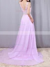 A-line V-neck Chiffon Floor-length Beading Prom Dresses #Favs020105118