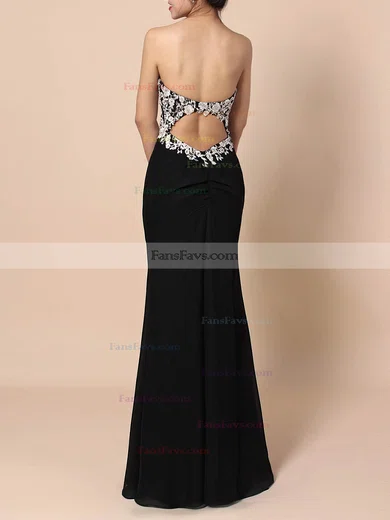 Sheath/Column Sweetheart Chiffon Floor-length Appliques Lace Prom Dresses #Favs020105120