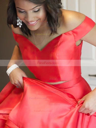 Trumpet/Mermaid Off-the-shoulder Satin Organza Sweep Train Tiered Prom Dresses #Favs020105124