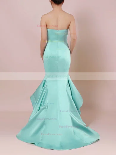 Trumpet/Mermaid Strapless Satin Sweep Train Prom Dresses #Favs020105127