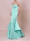 Trumpet/Mermaid Strapless Satin Sweep Train Prom Dresses #Favs020105127