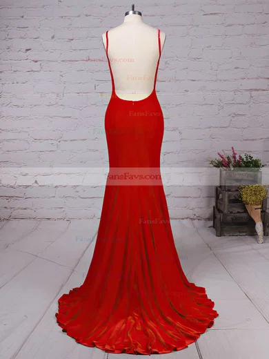 Trumpet/Mermaid V-neck Velvet Sweep Train Prom Dresses #Favs020105134