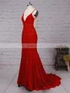 Trumpet/Mermaid V-neck Velvet Sweep Train Prom Dresses #Favs020105134