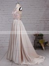 Ball Gown Scoop Neck Satin Sweep Train Beading Prom Dresses #Favs020105136