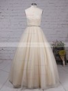 Ball Gown V-neck Lace Tulle Floor-length Beading Prom Dresses #Favs020105139