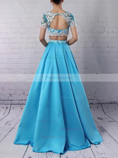 Ball Gown Scoop Neck Satin Floor-length Beading Prom Dresses #Favs020105140