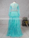 Princess Scoop Neck Tulle Sweep Train Beading Prom Dresses #Favs020105141