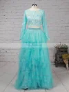 Princess Scoop Neck Tulle Sweep Train Beading Prom Dresses #Favs020105141