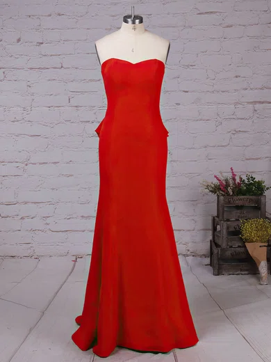 Trumpet/Mermaid Sweetheart Stretch Crepe Sweep Train Ruffles Prom Dresses #Favs020105826