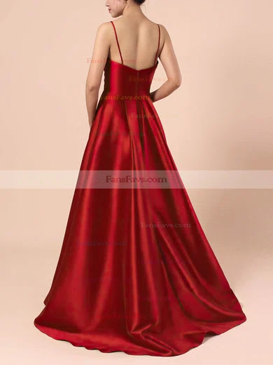 Princess V-neck Satin Sweep Train Prom Dresses #Favs020105830