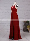 A-line V-neck Chiffon Floor-length Split Front Prom Dresses #Favs020105837