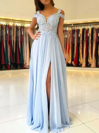 A-line V-neck Chiffon Floor-length Beading Prom Dresses #Favs020105842 A-line V-neck Chiffon Floor-length Beading Prom Dresses #Favs020105842