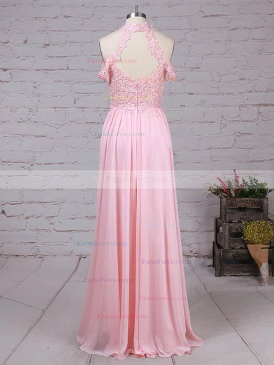 A-line V-neck Chiffon Floor-length Beading Prom Dresses #Favs020105842