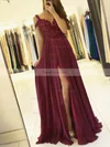 A-line V-neck Chiffon Floor-length Beading Prom Dresses #Favs020105842