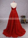 Princess Halter Satin Organza Sweep Train Prom Dresses #Favs020105847
