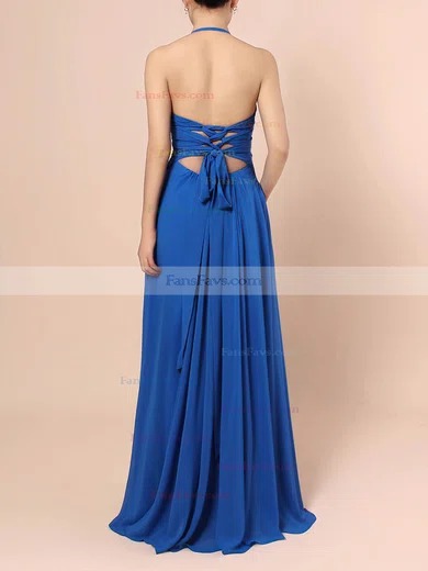 A-line Halter Chiffon Floor-length Ruffles Prom Dresses #Favs020105857