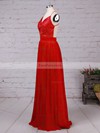A-line V-neck Chiffon Floor-length Beading Prom Dresses #Favs020105860