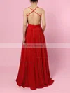 A-line V-neck Chiffon Floor-length Beading Prom Dresses #Favs020105860