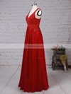 A-line V-neck Chiffon Floor-length Beading Prom Dresses #Favs020105861