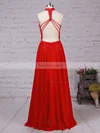 A-line High Neck Lace Chiffon Floor-length Beading Prom Dresses #Favs020105863