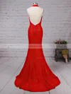 Trumpet/Mermaid Halter Stretch Crepe Sweep Train Prom Dresses #Favs020105867