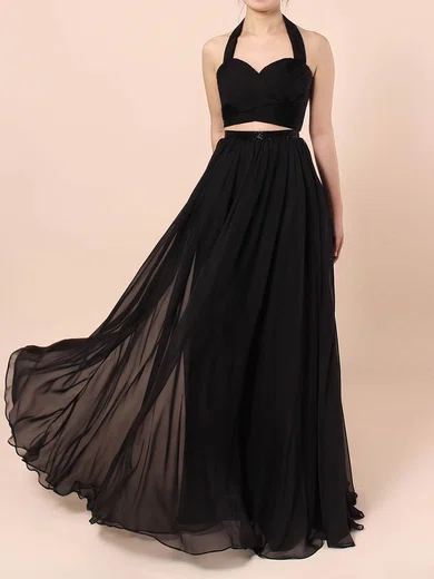 A-line Halter Chiffon Floor-length Sashes / Ribbons Prom Dresses #Favs020105869