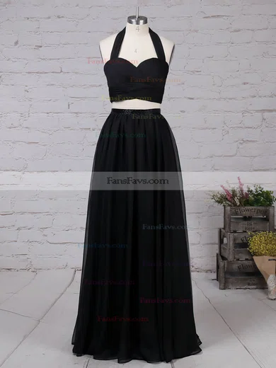 A-line Halter Chiffon Floor-length Sashes / Ribbons Prom Dresses #Favs020105869