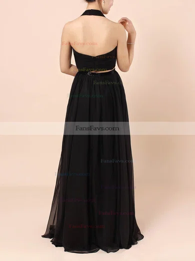 A-line Halter Chiffon Floor-length Sashes / Ribbons Prom Dresses #Favs020105869