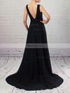 A-line V-neck Chiffon Sweep Train Split Front Prom Dresses #Favs020105871