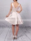 A-line V-neck Satin Short/Mini Beading Prom Dresses #Favs020105873