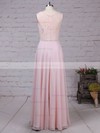 A-line Scoop Neck Lace Chiffon Floor-length Beading Prom Dresses #Favs020105877
