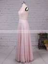 A-line Scoop Neck Lace Chiffon Floor-length Beading Prom Dresses #Favs020105877